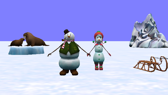 Snow People Holding Hands 